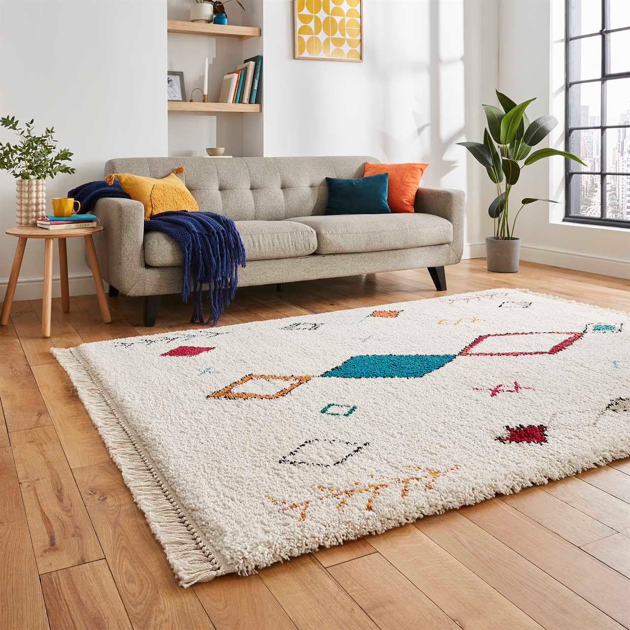 Boho_A859_Multicolour_Tribal_Soft_Rug__02825